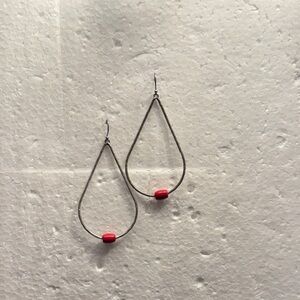 Elegant Silver and Red Teardrop Earrings